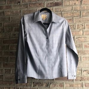Gray plaid button down blouse perfect for work!